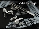 クレージュ ネクタイピン 【最大2000円OFFクーポン 4/24 20:00～4/27 9:59】【andre courreges】アンドレ・クレージュ ネクタイピン＆カフスセット ブラック×ホワイト CT4004B-CC6004B【ネコポス不可】