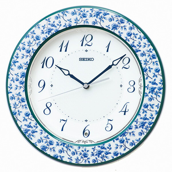 樂天商城 - SEIKO セイコークロック ブルー 掛時計 花柄 電波クロック KX266L