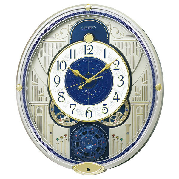 【10％OFFクーポン配布中 4/30〜5/7 】SEIKO セイコークロック ブルー からくり時計 電波クロック RE582G