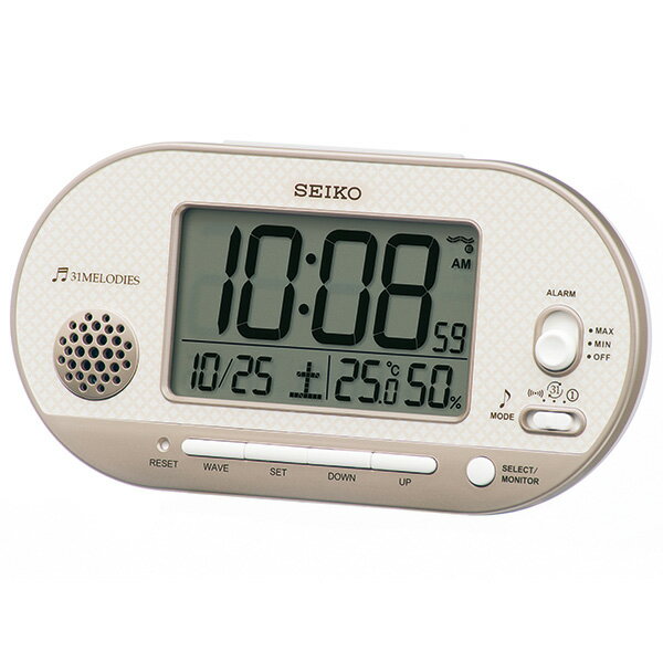 【10％OFFクーポン配布中 4/30〜5/7 】SEIKO セイコークロック ベージュ デジタル時計 電波クロック SQ795G