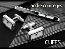 【andre courreges】アンドレ・クレージュ カフス 長方形 アクリル シルバー×ホワイト ACC10005 【セットではありません】
