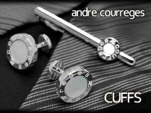 楽天1MORE（ワンモア）【10％OFFクーポン 5/18 0:00～5/21 9:59】【andre courreges】アンドレ・クレージュ カフス 丸型スナップ式 シェル シルバー×ホワイト ACC12002 【セットではありません】