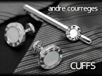 【最大2000円OFFクーポン 4/14 20:00～4/17 9:59】【andre courreges】アンドレ・クレージュ カフス 丸型スナップ式 シェル シルバー×ホワイト ACC12002 【セットではありません】