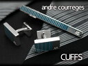 楽天1MORE（ワンモア）【最大2000円OFFクーポン 4/24 20:00～4/27 9:59】【andre courreges アンドレ・クレージュ】　カフス　長方形型スナップ式 ボーダー柄 ブルーグリーン ACC12004