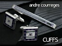【andre courreges】アンドレ・クレージュ カフス 正方形 エポキシ シルバー×パープル ACC8003 【セットではありません】