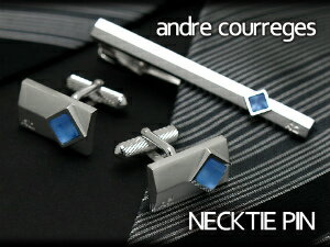 【10%OFFクーポン 5/18 0:00～5/21 9:59】【andre courreges】アンドレ・クレージュ ネクタイピン スワロフスキー シルバー×ブルー ACT4008 【セットではありません】