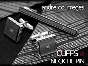 クレージュ ネクタイピン 【最大2000円OFFクーポン 5/23 20:00～5/27 1:59】【andre courreges アンドレ・クレージュ】　ネクタイピン＆カフスセット　アクリル グレー　ACT5004-ACC10004