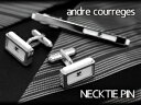 【andre courreges】アンドレ・クレージュ ネクタイピン アクリル シルバー×ホワイト ACT5005 【セットではありません】