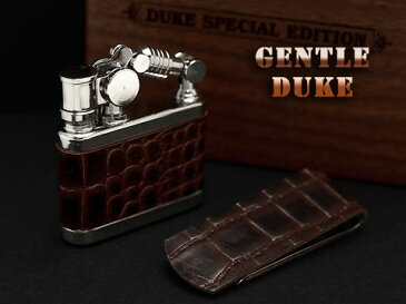 【GENTLE D】ジェントル・デューク オイルライター・マネークリップ クロコダイル ブラウンレザー GENTLE-D-CBW【ネコポス不可】
