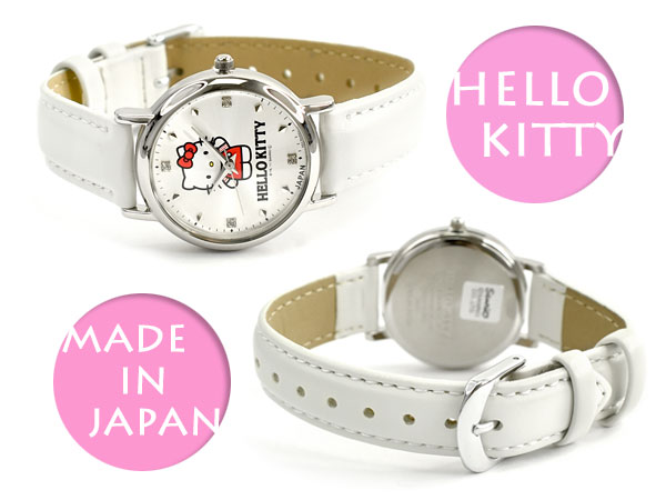 【3/4〜3/11 10％オフクーポン配布中】【ネコポス送料無料】【レビューを書いて1年保証】シチズン CITIZEN Q&Q キューキュー HelloKitty ハローキティ ストーンベゼル レディース 腕時計 ホワイト 0017N004