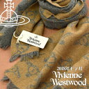 ヴィヴィアンウエストウッド マフラー（レディース） 【送料無料】Vivienne Westwood ヴィヴィアンウエストウッド ヴィヴィアン コレクション マフラー レディース オーブ柄 ストール キャメル×グレー