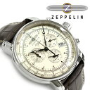 【ZEPPELIN】 ツェッペリン スペシャルエディション 100周年記念モデル クォーツ メンズ腕時計 クロノグラフ シルバーダイアル ダークブラウンレザーベルト 7680-1