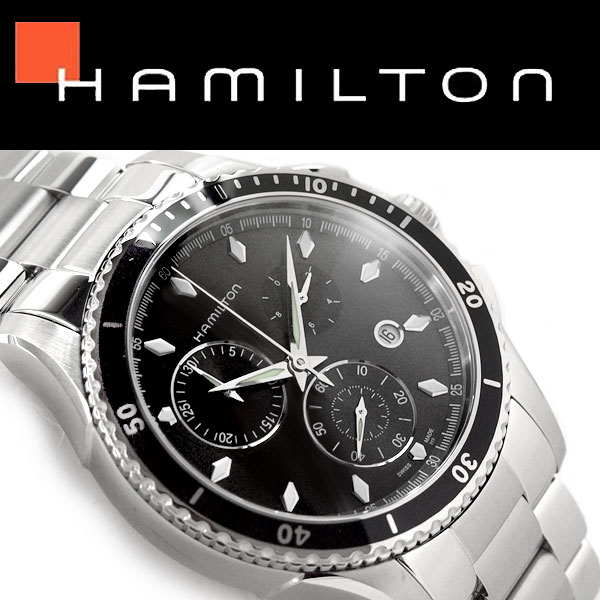 【Hamilton】ハミルトン ジャズマスター シービュー クロノグラフ クォーツ メンズ腕時計 ブラックダイアル ステンレスベルト H37512131