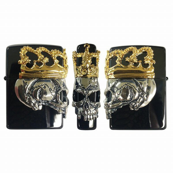 チタン・Zippo 【ZIPPO】ジッポー オイルライター BBZ スカル チタンブラック メタル(金メッキ＆シルバーイブシ) ブラック BBZ-SKULL-KA2【ネコポス不可】