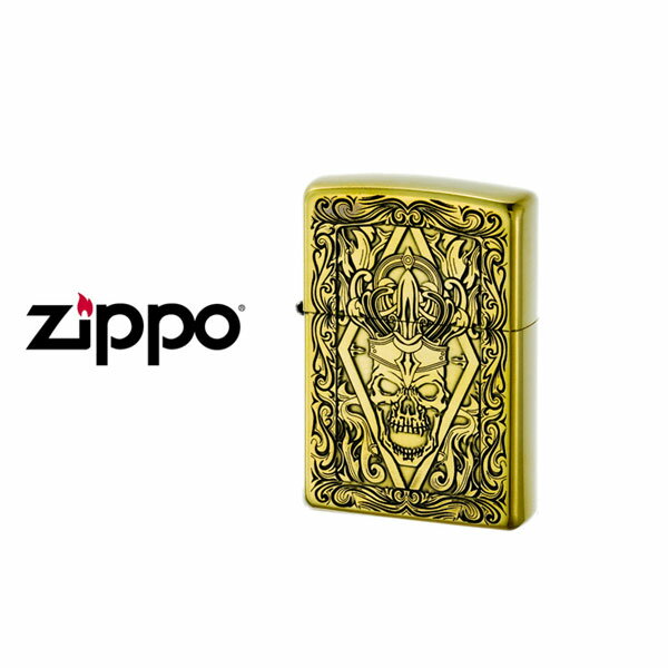 楽天1MORE（ワンモア）【最大2000円OFFクーポン 4/24 20:00～4/27 9:59】【ZIPPO】ジッポー オイルライター Classic Series クラシックシリーズ スカル エッチング 真鋳古美 ゴールド CRASSIC-SKULL-B【ネコポス不可】