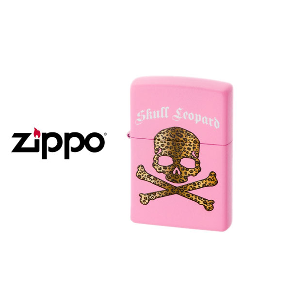 楽天1MORE（ワンモア）【最大2000円OFFクーポン 4/24 20:00～4/27 9:59】【ZIPPO】ジッポー オイルライター Skull Leopard スカルレオパード 真鍮 マット塗装 インクジェットプリント ピンク SKULL-LEOPARD-PK【ネコポス不可】