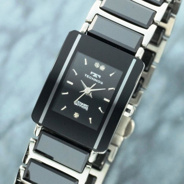 テクノス 【TECHNOS】テクノス クオーツ レディース 腕時計 ブラック×シルバー T9796TB