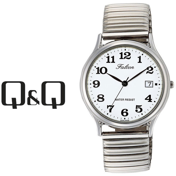 【ネコポス送料無料】【レビューを書いて1年保証】シチズン CITIZEN Q&Q キューキュー Falcon ファルコン メンズ 腕時計 ホワイト × シルバー D014-204