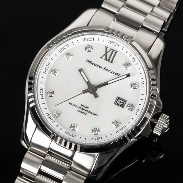  マウロジェラルディ ソーラーシリーズ メンズ腕時計 ホワイトシェルダイアル MJ037-3