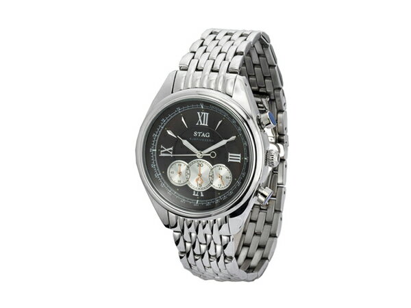 【STAG】 スタッグ Executive Line メンズ腕時計 ブラックダイアル STG008S1