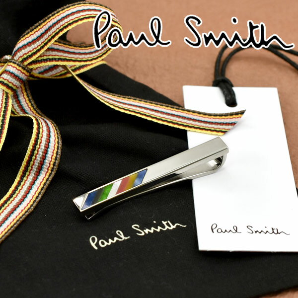 【最大2000円OFFクーポン 4/24 20:00～4/27 9:59】【ネコポス送料無料】【PAUL SMITH】ポールスミス ネクタイピン ストライプ柄 シルバー×マルチカラー M1A-TPIN-ADSTRP