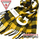 【最大2000円OFFクーポン 4/24 20:00～4/27 9:59】【GUESS】ゲス 男女兼用 ユニセックス メンズ レディース マフラー ストール ロゴ入り ギンガムチェック柄 イエロー AJ3A8866DS YELLOW GS19-8866DS-YLW【有料ラッピング不可】