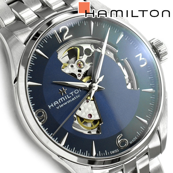 【10%OFFクーポン 5/18 0:00～5/21 9:59】【Hamilton】ハミルトン ジャズマスター オープンハート オート 自動巻き手巻き付き オープンハート メンズ腕時計 ブルーダイアル ステンレスベルト H32705141