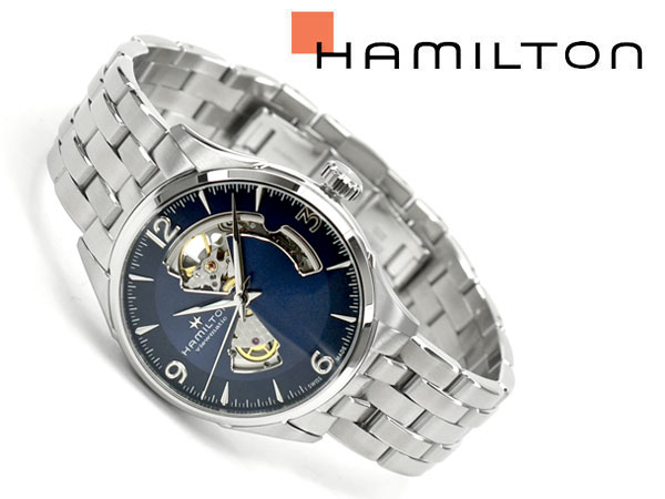 【10%OFFクーポン配布中 11/05〜11/11】 【Hamilton】ハミルトン ジャズマスター オープンハート オート 自動巻き手巻き付き オープンハート メンズ腕時計 ブルーダイアル ステンレスベルト H32705141