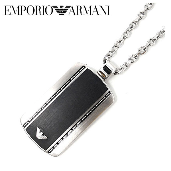 Rakuten - エンポリオアルマーニ ネックレス・ペンダント メンズ シルバー×ブラック ステンレス イーグルマーク プレート EGS1921040