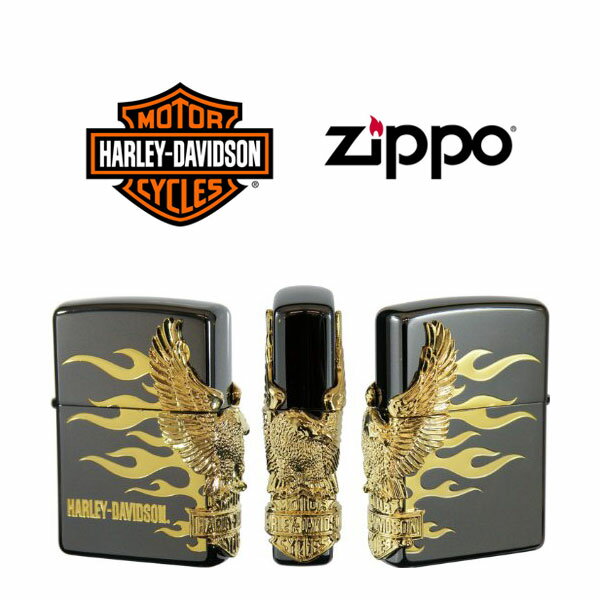 楽天1MORE（ワンモア）【最大2000円OFFクーポン 4/24 20:00～4/27 9:59】【ZIPPO Harley‐Davidson】ジッポオイルライター ハーレーダビッドソン サイドメタル ブラックイオンベース×ゴールドメタル HDP-01【送料無料】【流通限定品】【ネコポス不可】