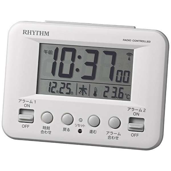 【10%OFFクーポン配布中 12/18 0:00〜12/21 9:59】 【RHYTHM】 リズム時計 フィットウェーブD191 電波時計 デジタル 電池式 目覚まし時計 温湿度計 8RZ191SR03