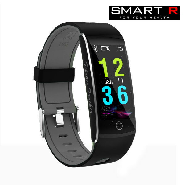 スマートR SMART-R B-15 B15 スマートウォッチ Android iOS対応 心拍計 活動量計 ワークアウト管理 腕時計 デジタル アナログ ブラック グレー メンズ レディース ユニセックス