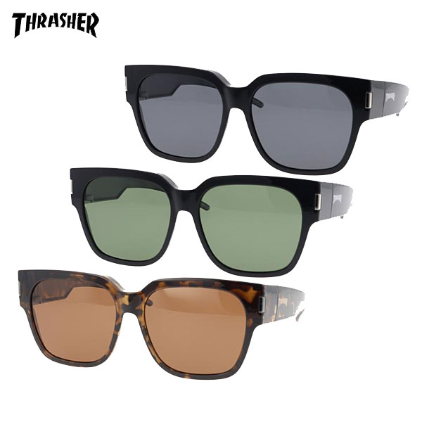 【ブランド名】スラッシャー【シリーズ名】【商品番号】THR-775-BK-SMP THR-775-BK-GNP THR-775-DM-BRP【種類】偏光サングラス【カラー】ブラック×スモーク偏光：THR-775-BK-SMPブラック×グリーン偏光：THR-775-BK-GNPデミ×ブラウン偏光：THR-775-DM-BRP【仕様】紫外線透過率：1％以下可視光線透過率：・BK-SMP：15％・BK-GNP：15％・DM-BRP：15％【サイズ】レンズ：約5.6cm×約4.8cmブリッジ：約15mmテンプル：約14.2cm横幅：約14.9cm【付属品】専用ソフトケース【備考欄】※入荷時期や仕様変更により付属する物やカラー・デザインが画像と異なる場合がございます。スラッシャー 偏光サングラス ユニセックス ブラック×スモーク偏光 ブラック×グリーン偏光 デミ×ブラウン偏光 オーバーグラス 偏光レンズ メンズ レディース THR-775-BK-SMP THR-775-BK-GNP THR-775-DM-BRPスラッシャーは、1981年にエドワード・リギンズによってアメリカ・サンフランシスコで創設された、スケートボード専門誌から生まれたスケートブランドです。最初はスケーター向け雑誌としてスタートしましたが、その後、ファッションブランドとしても人気を獲得し、世界中で愛されるブランドとなりました。ブランド名スラッシャー商品番号THR-775-BK-SMP THR-775-BK-GNP THR-775-DM-BRP種類偏光サングラスカラーブラック×スモーク偏光：THR-775-BK-SMPブラック×グリーン偏光：THR-775-BK-GNPデミ×ブラウン偏光：THR-775-DM-BRP仕様紫外線透過率：1％以下可視光線透過率：・BK-SMP：15％・BK-GNP：15％・DM-BRP：15％サイズ・重量レンズ：約5.6cm×約4.8cmブリッジ：約15mmテンプル：約14.2cm横幅：約14.9cm付属品専用ソフトケース備考欄※入荷時期や仕様変更により付属する物やカラー・デザインが画像と異なる場合がございます。