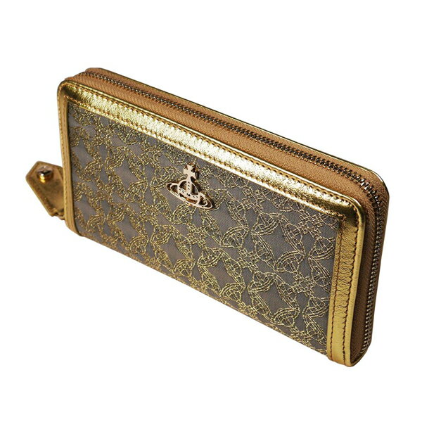 ヴィヴィアン・ウエストウッド RE-JACQUARD ORBORAMA CLASSIC 財布 長財布 ラウンドファスナー オーブ ゴールド グレー 51050023-W00I2-GDGR