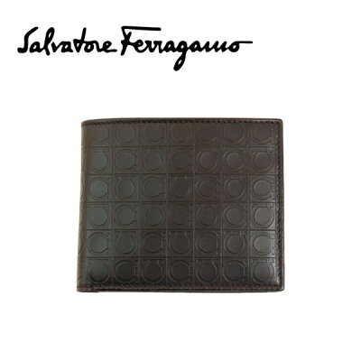 【最大2000円OFFクーポン 5/9〜5/16】フェラガモ 財布 Ferragamo 二つ折り 小銭入れ付き ブラウン メンズ レディース SF-66-9407-01
