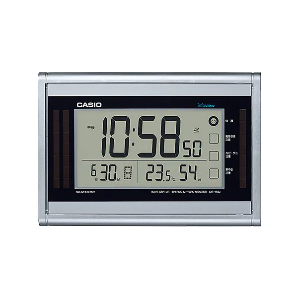 樂天商城 - 【4/24〜27 10%OFFクーポン配布中】CASIO CLOCK カシオ クロック 壁掛け時計 電波 温度 湿度計 シルバー IDS-160J-8JF 国内正規品