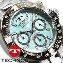 テクノス 腕時計（メンズ） 【TECHNOS】テクノス クロノグラフ メンズ 腕時計 ライトプルーダイアル ステンレスベルト T4251AI