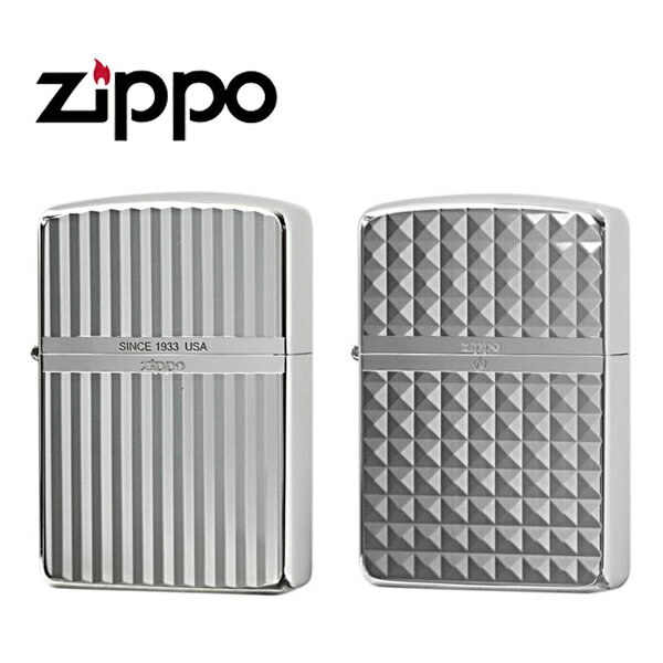 【最大2000円OFFクーポン 4/24 20:00～4/27 9:59】ジッポー 162 ライター ZIPPO ARMOR STANDARD DESIGN アーマー ダイヤモンドカット シンプル 無地 シルバー ZIP-16SD