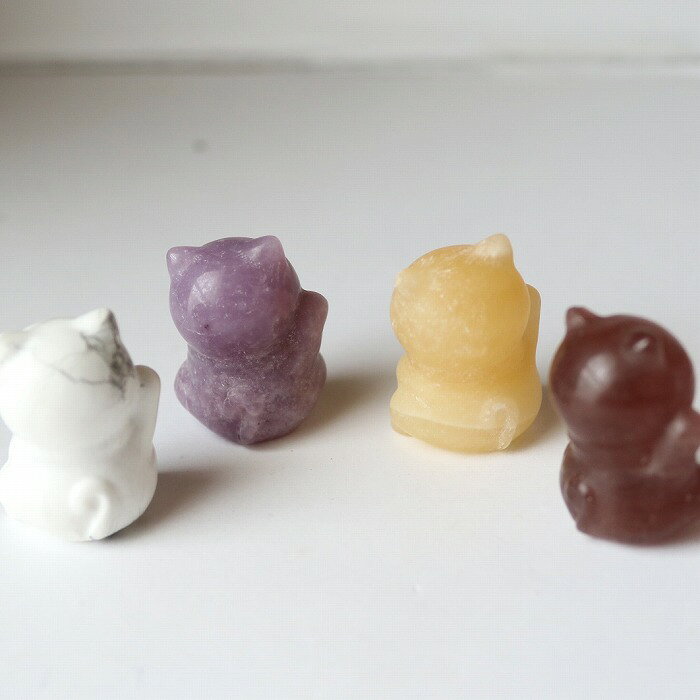 天然石 招き猫 縁起物 1個 ラッキーキャット 猫雑貨 置物 猫グッズ ハンドメイド ...