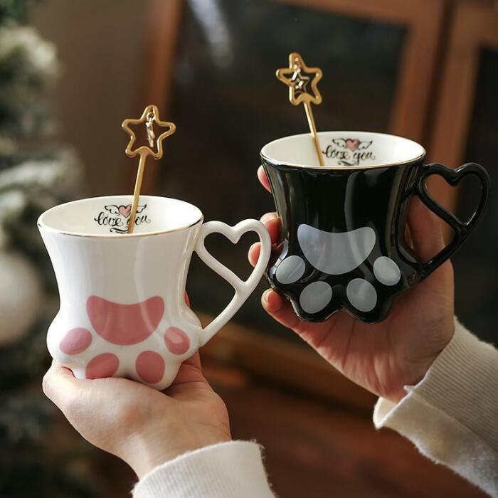 肉球 マグカップ ペア プレゼント ギフト お返し おしゃれ コーヒーカップ デコレーション 犬 猫 いぬ イヌ 顔 愛犬家 にくきゅう onenyan-10000089 わんにゃんクローゼット サンプル画像2