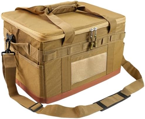 樂天商城 - ソフトコンテナ ギアボックス 収納バッグ アウトドア キャンプ 30L 大容量 調理器具 オーガナイザー バーベキュー ツールバッグ 取り外し可能 多機能 40x30x25cm オックスフォード生地 サンドベージュ