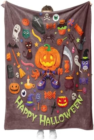 ハロウィン ブランケット スロー ゴースト カボチャ柄 フランネル製 暖かい 軽量 洗える