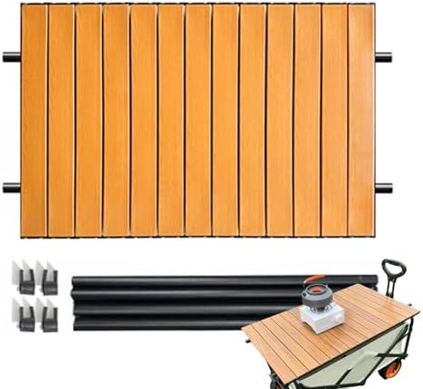 アウトドアワゴン 天板 カート天板 テーブル天板 折りたたみ キャンプテーブル ポータブル テーブル 75x55cm 軽量 コンパクト 頑丈 アルミ製(4)