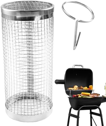 グリルネット グリルバスケット ローリングネット 焼き網 360°回転式 ステンレス製 バーベキュー アウ..
