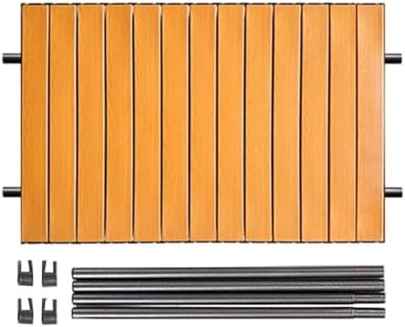 樂天商城 - キャンプテーブル ワゴンテーブル 折りたたみ 45×75cm 炭素鋼製 頑丈 補強フレーム ウッドトップ風 ブラウン アウトドア