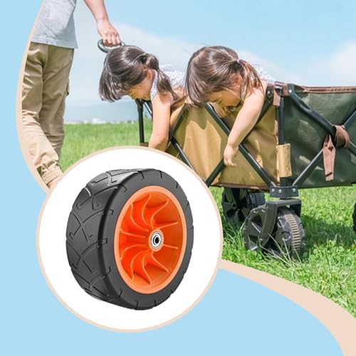 キャリーワゴン ホイール 交換用 19cm オレンジ 予備 タイヤ ワイド 静音 ベアリング内蔵 キャンプカート ビーチワゴン 改造 カスタム スペアパーツ 汎用 アウトドア - 2