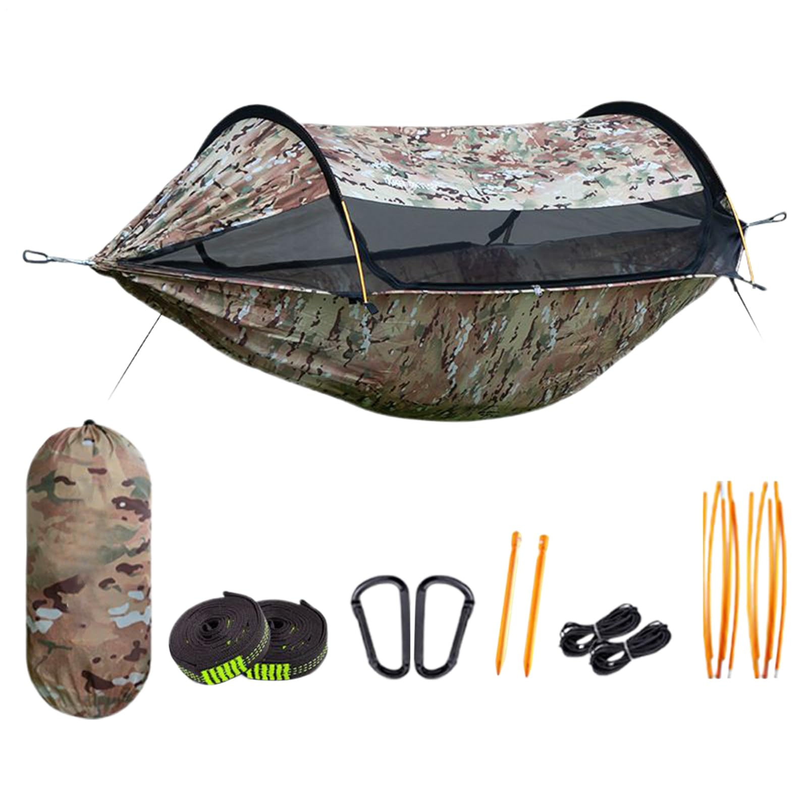 樂天商城 - 大人用 キャンプハンモック 軽量 シングル ダブル 兼用 虫除けネット 日よけ付き アウトドア スリーピングベッド ハイキング バックパッキング 旅行 裏庭 パティオ 転倒防止 安定 耐水 二人用