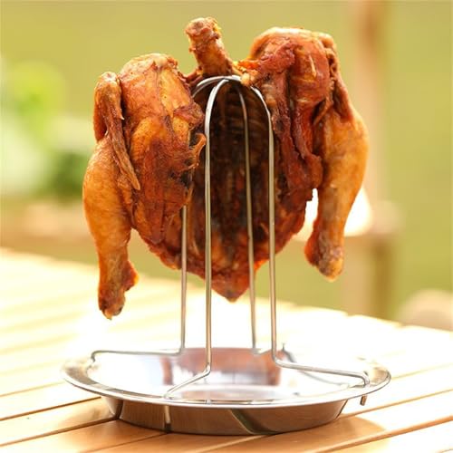 チキンロースターラック ステンレス製 BBQグリルスタンド 折りたたみ式 鶏肉用 ロ...