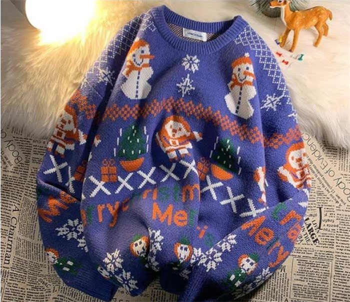 大きいサイズ クルーネック 長袖 ニット カジュアル ペアルック おしゃれ 冬 プルオーバー ゆったり レディース メンズ セーター