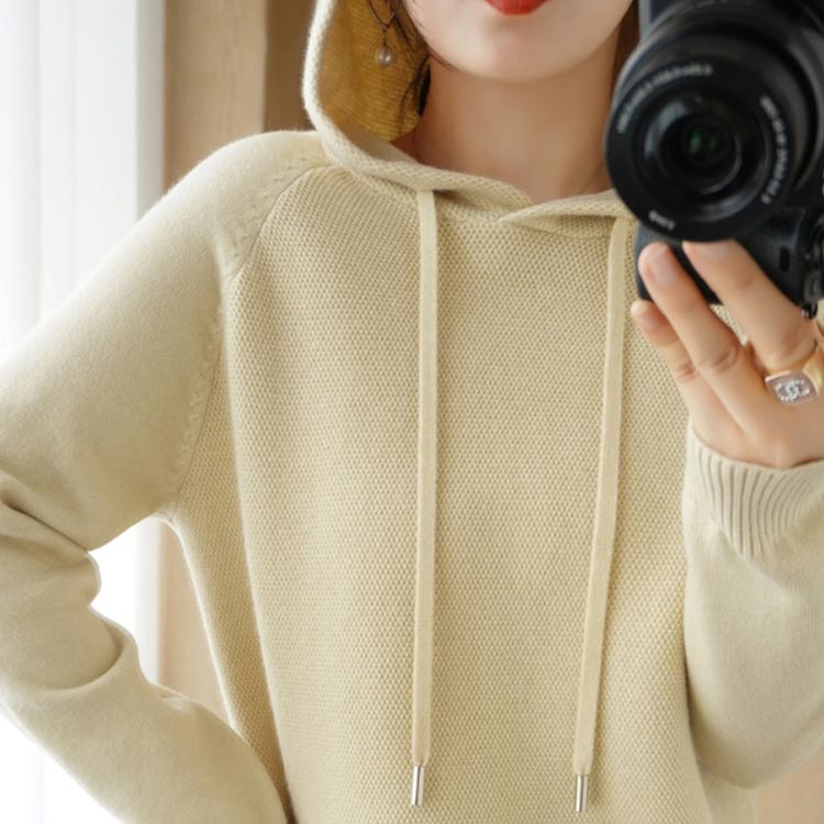 ワンオブゼムマートの体型 ゆったり 大きいサイズ ニットセーター シンプル 無地 レディース トップス ニットパーカー スウェット 長袖 トレーナー 春｜アングル3